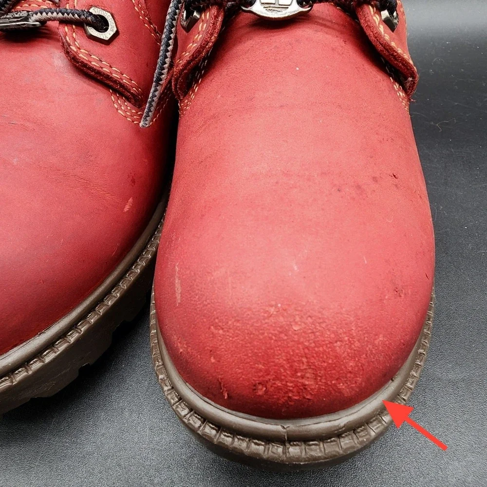Timberland 8.5M Red Waterproof Leather Ankle Boots Gorpcore Work Streetwear